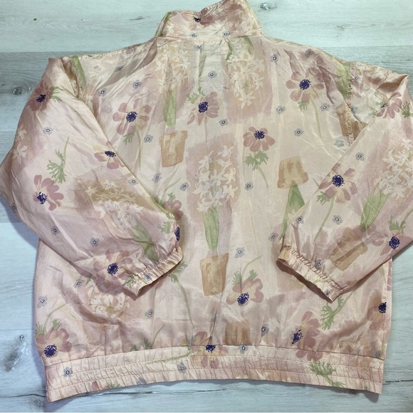 Vintage EVR Div Rousso Apparel Silk Pastel Floral WindBreaker Jacket, Sz Medium - Picture 3 of 13